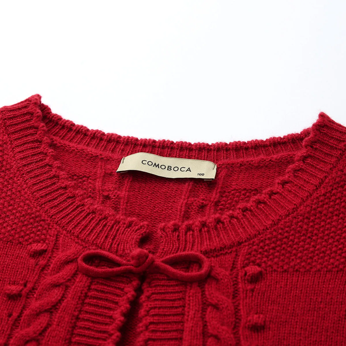 100% Cashmere Cable Knit Vest with Bow Detailing