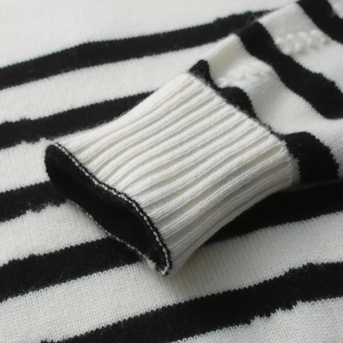 100% Cashmere Striped Half-Zip Knit Sweater