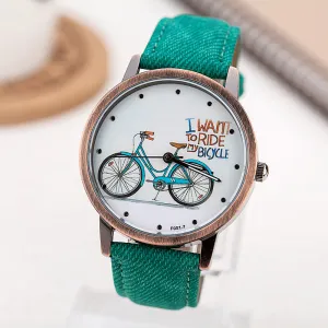 2017 Fashion Brand Quartz Watches Bicycle Pattern Cartoon Watch Women Casual Vintage Leather Girls Kids Wristwatches gifts Clock