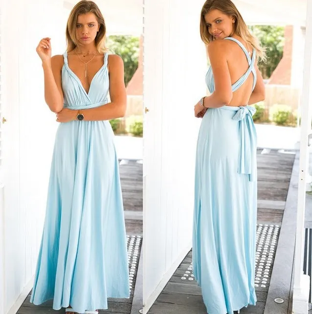 2017 New Sexy Boho Maxi Club Women Dress Bandage Sleeveless Long Dress Party Multiway Bridesmaids Convertible Robe