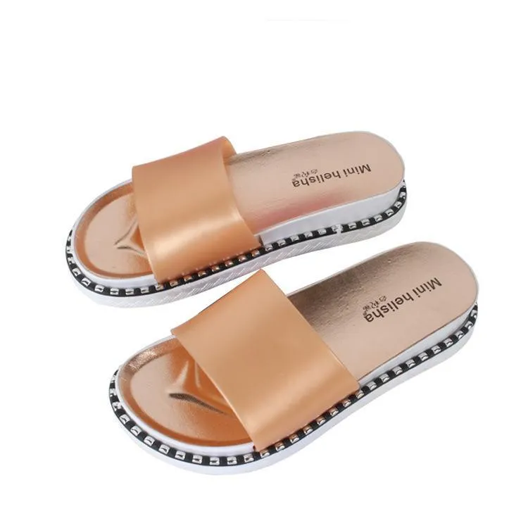 2024 new fashion solid color casual flat bottom outsole slippers Korean version of the wild comfortable sandals and slippers women summer