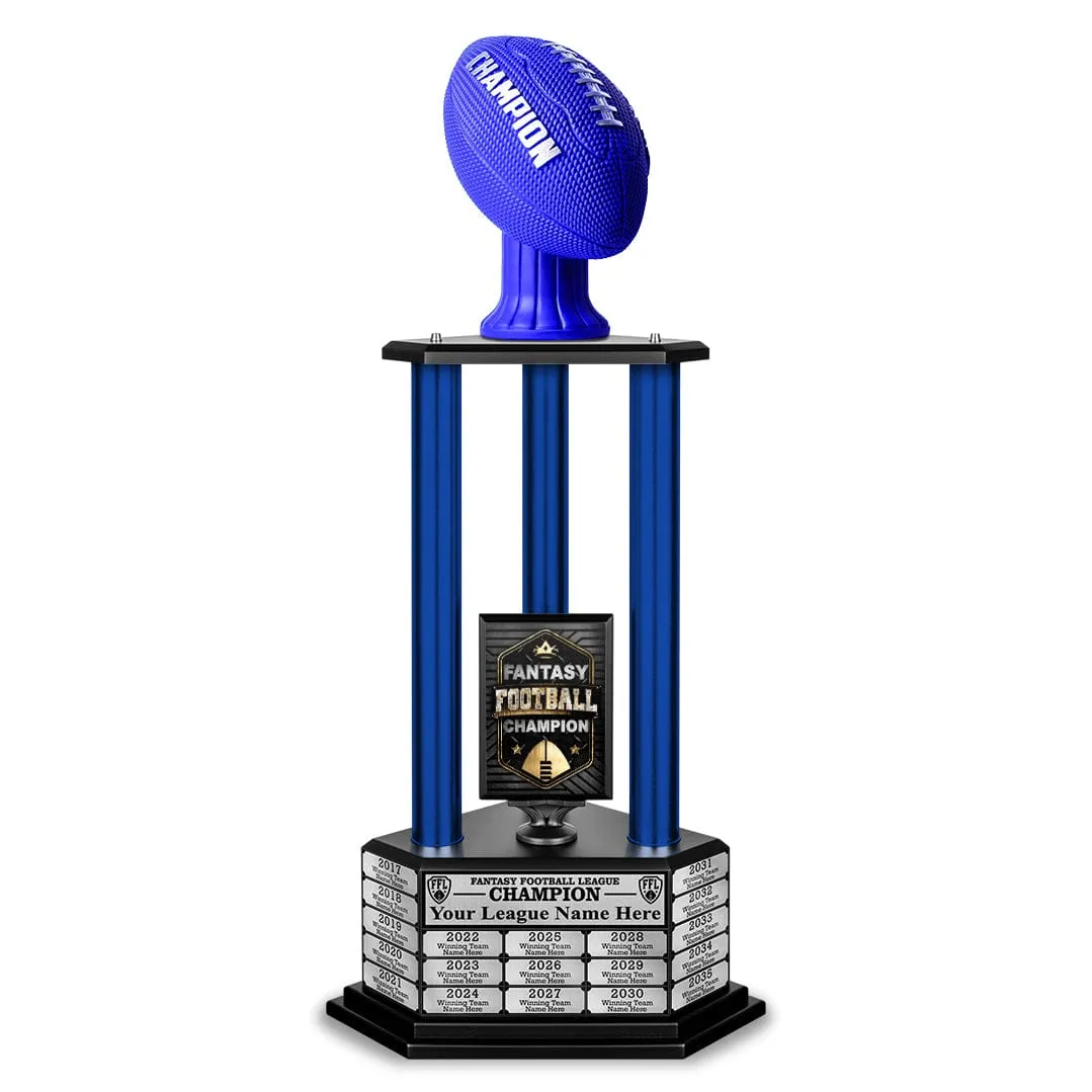 26”-56” Fantasy Football Perpetual Trophy - Blue Football