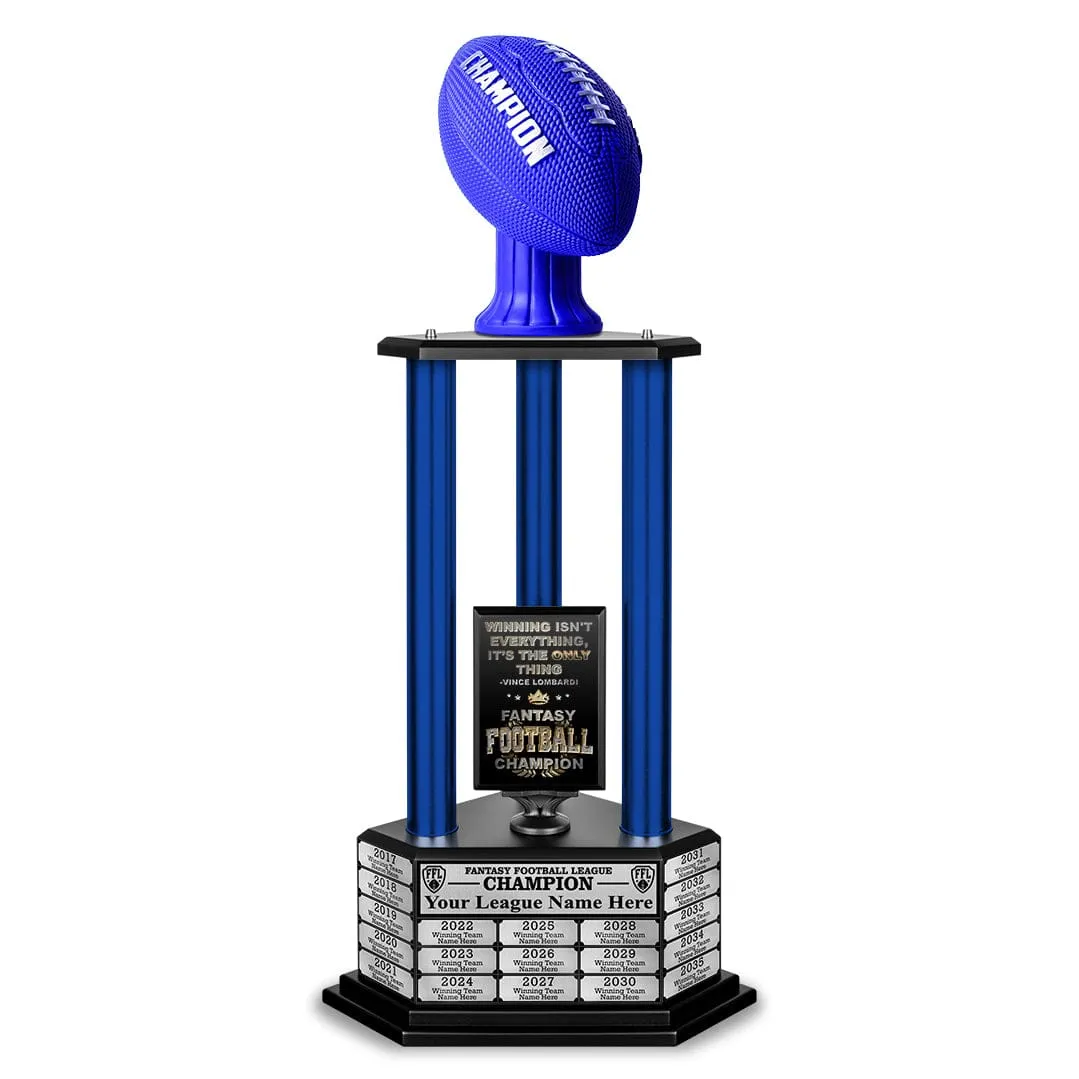 26”-56” Fantasy Football Perpetual Trophy - Blue Football