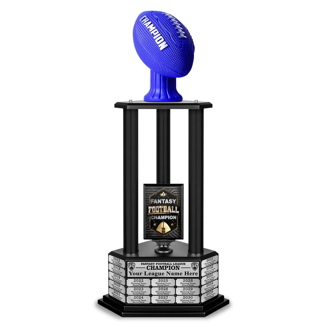 26”-56” Fantasy Football Perpetual Trophy - Blue Football