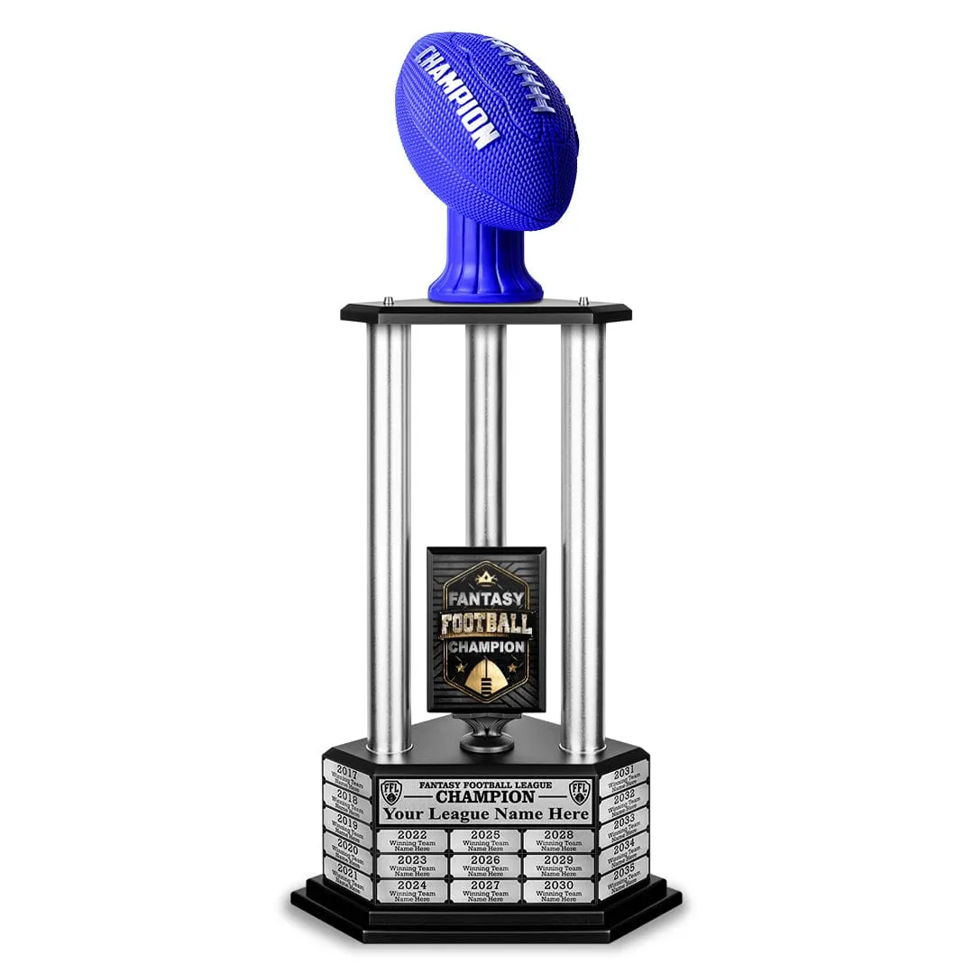 26”-56” Fantasy Football Perpetual Trophy - Blue Football