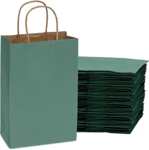 6x3x9 Extra Small Green Paper Bags with Handles