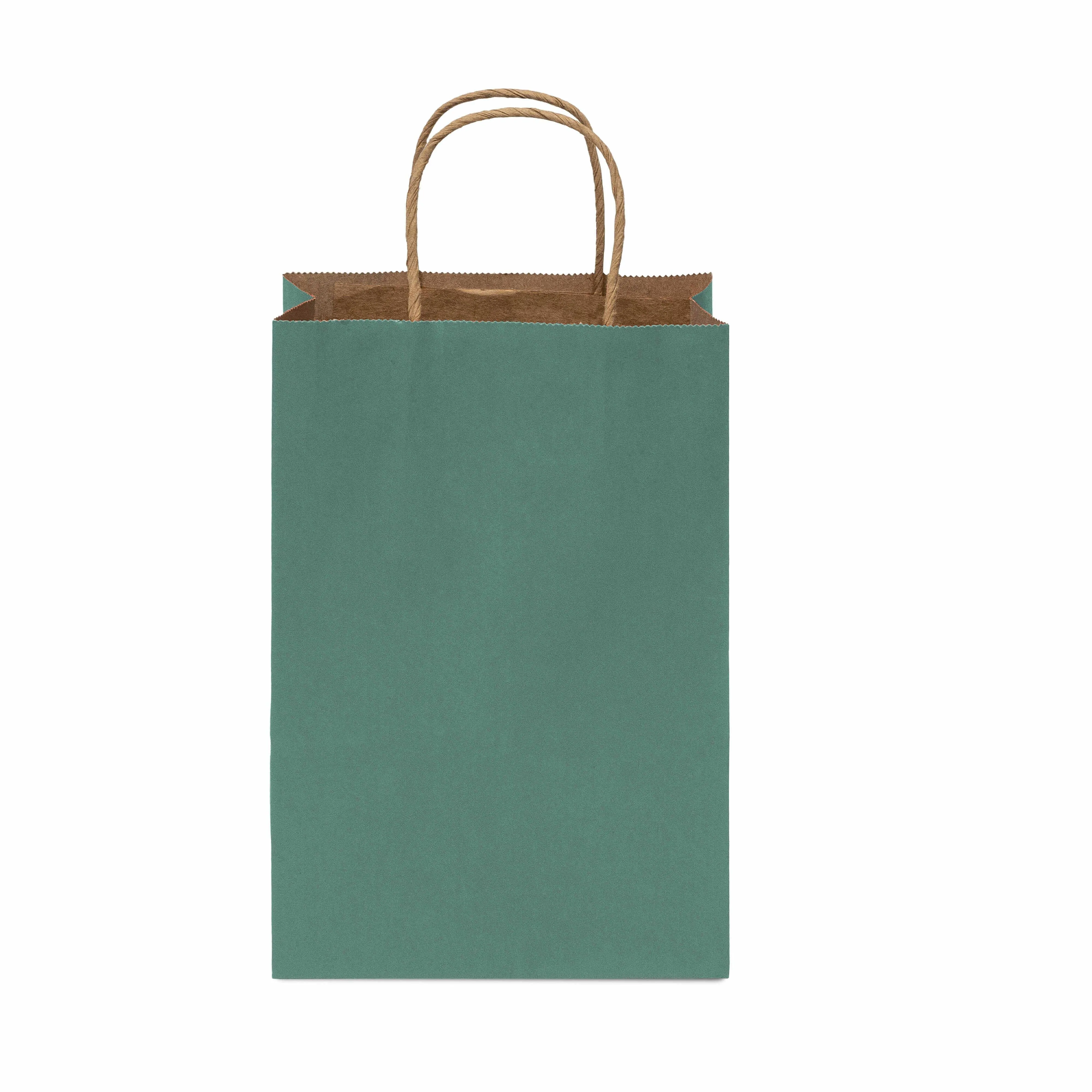 6x3x9 Extra Small Green Paper Bags with Handles