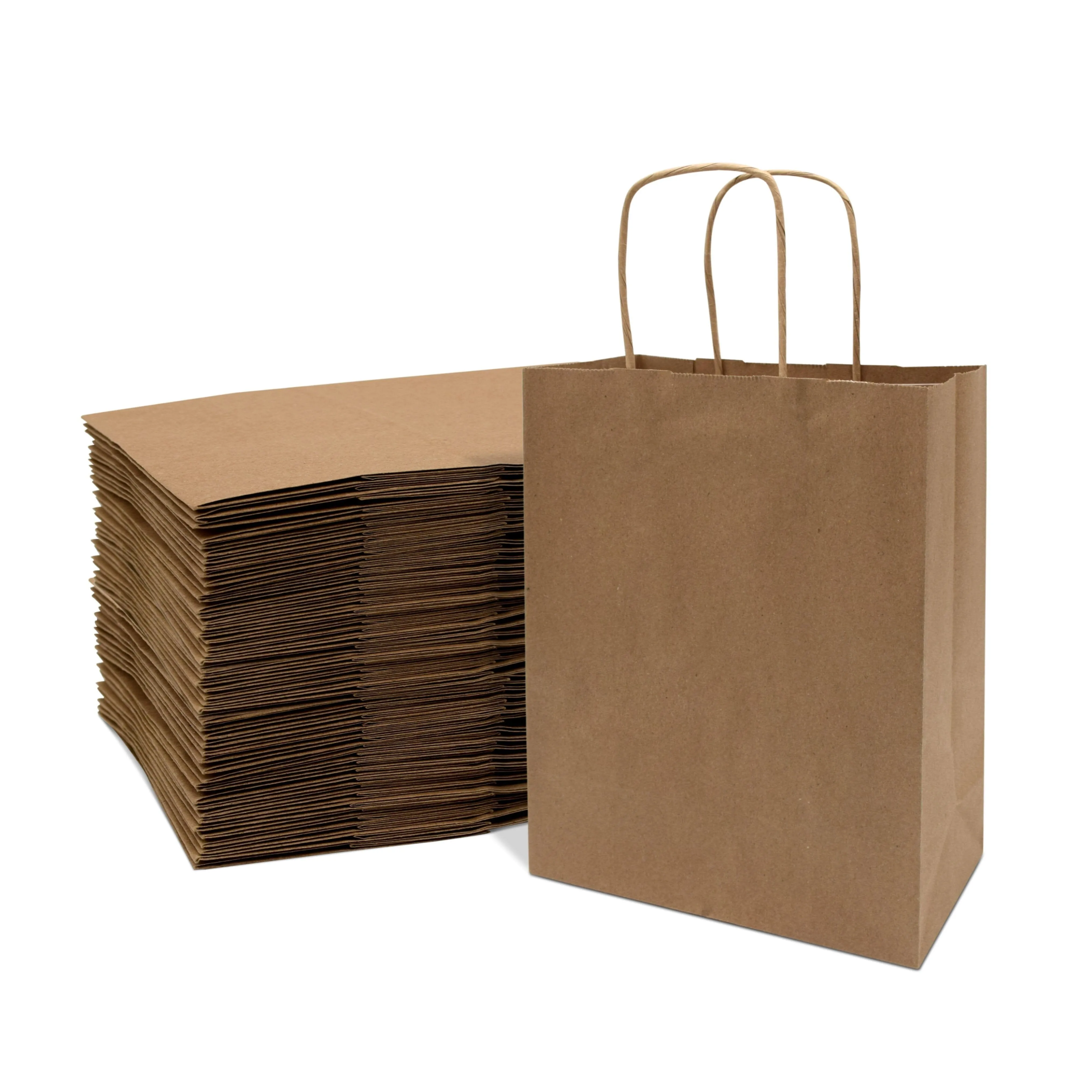 8x4x10 Small Brown Paper Bags with Handles