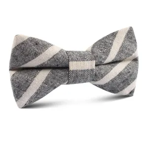 Adana Black Chalk Stripe Linen Kids Bow Tie