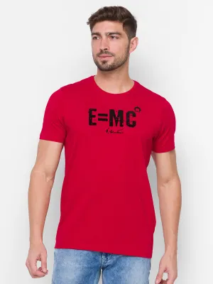 Albert Einstein Spykar Men Red Cotton Slim Fit Round Neck T-Shirt