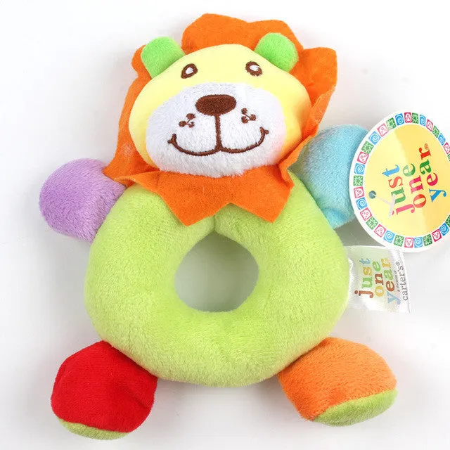 Baby Cartoon Animal Shape Bear Rattle Bell Newborn Hand Grasp Toys Soft Plush Infant Rattle Bells Crib Multifunction Dolls