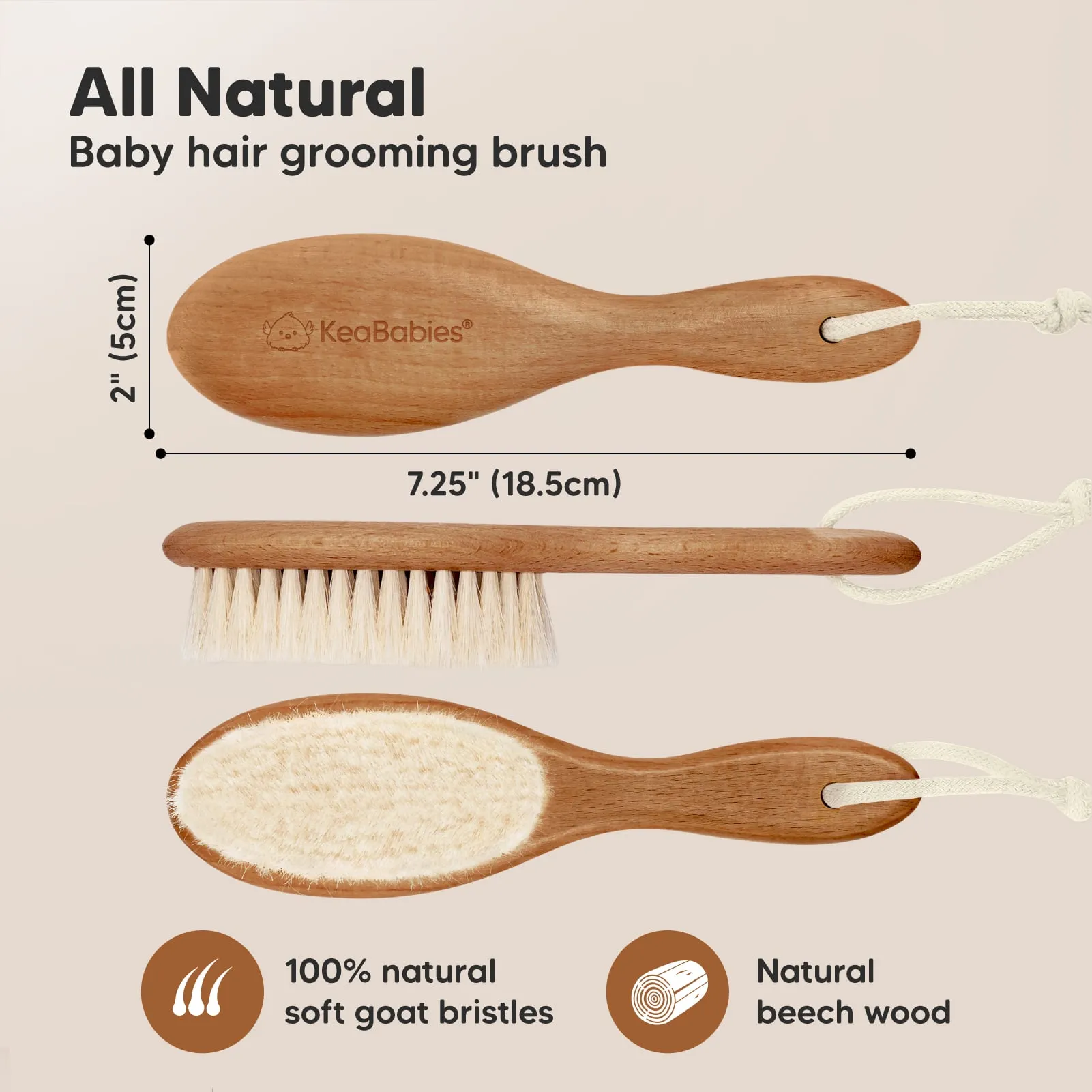 Baby Hair Brush (Dark Walnut, Oval)