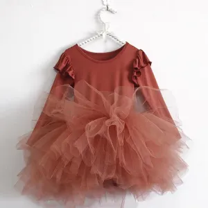 Ballet Tulle Dress with Fluffy Long Sleeve