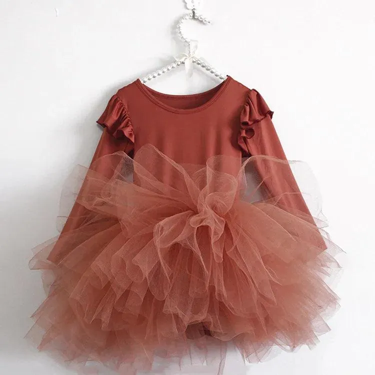 Ballet Tulle Dress with Fluffy Long Sleeve