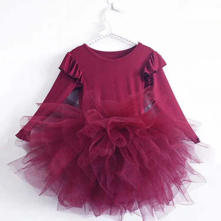 Ballet Tulle Dress with Fluffy Long Sleeve