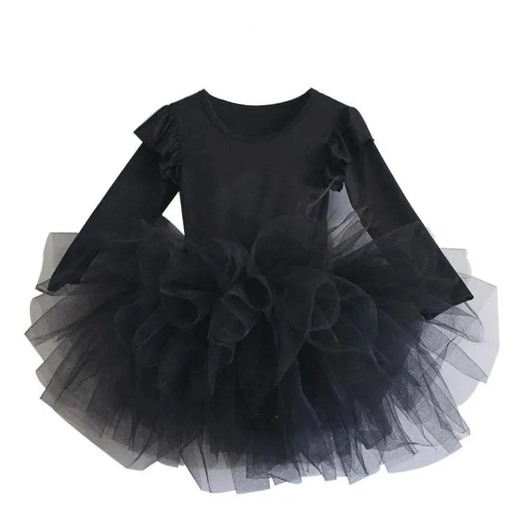 Ballet Tulle Dress with Fluffy Long Sleeve