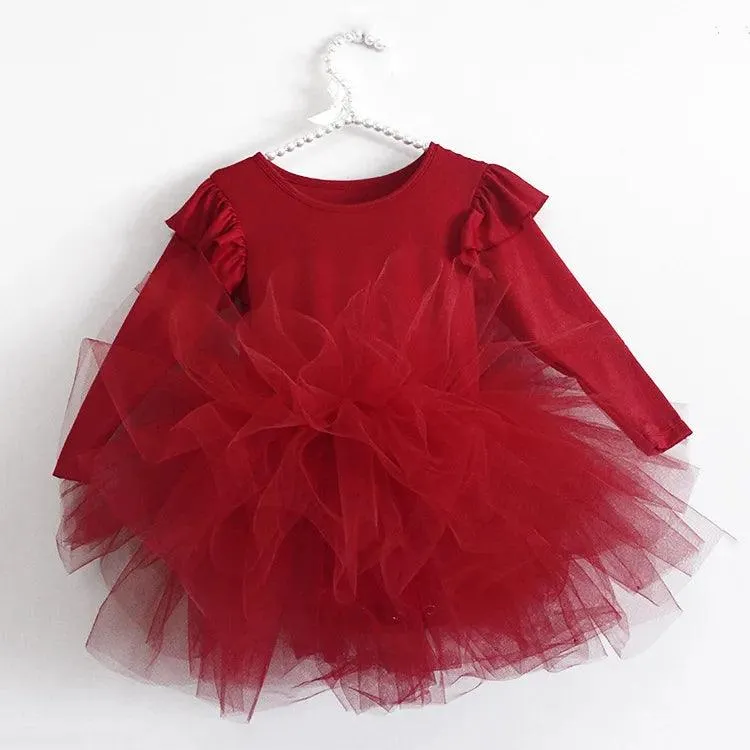 Ballet Tulle Dress with Fluffy Long Sleeve