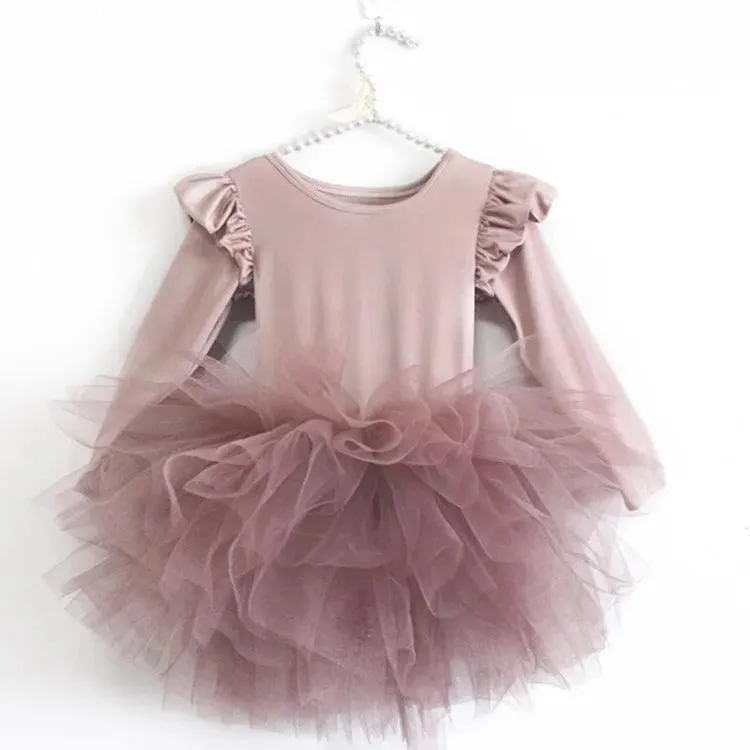 Ballet Tulle Dress with Fluffy Long Sleeve