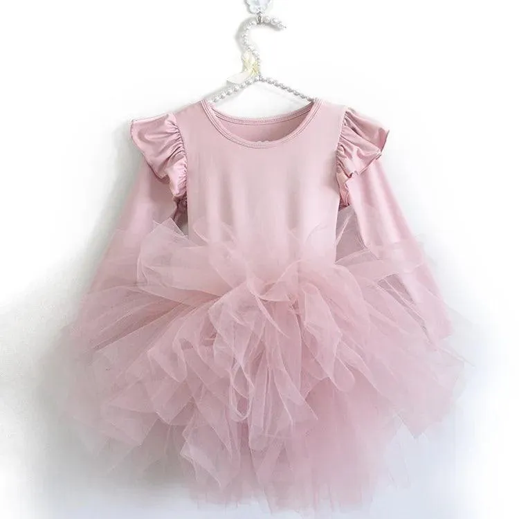 Ballet Tulle Dress with Fluffy Long Sleeve