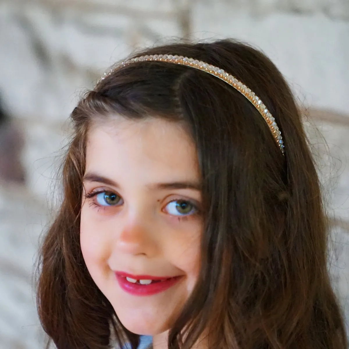 Beaded Crystal Headband - White