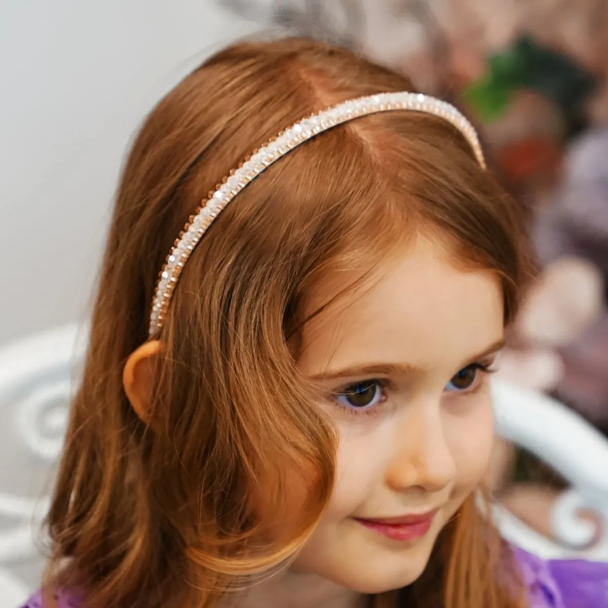 Beaded Crystal Headband - White