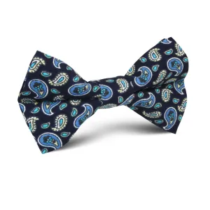 Beirut Blue Paisley Kids Bow Tie