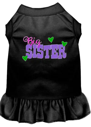 Big Sister Screen Print Dog Dress Black Med