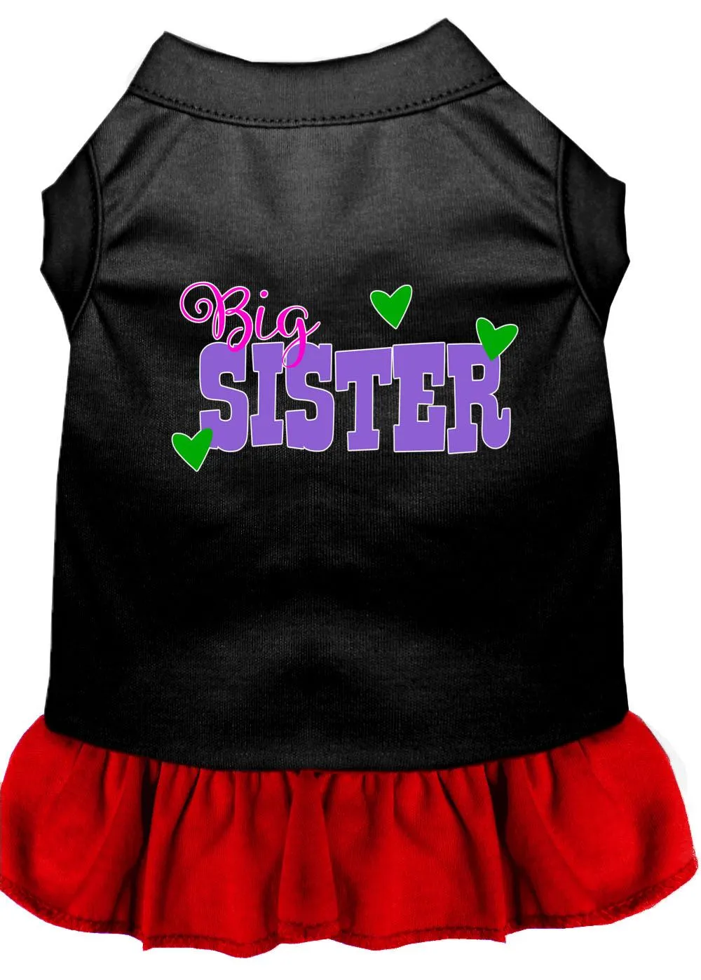 Big Sister Screen Print Dog Dress Black With Red Xs