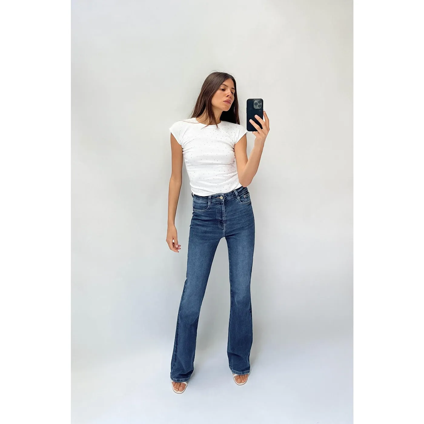 Blue High Waist Flare Jeans