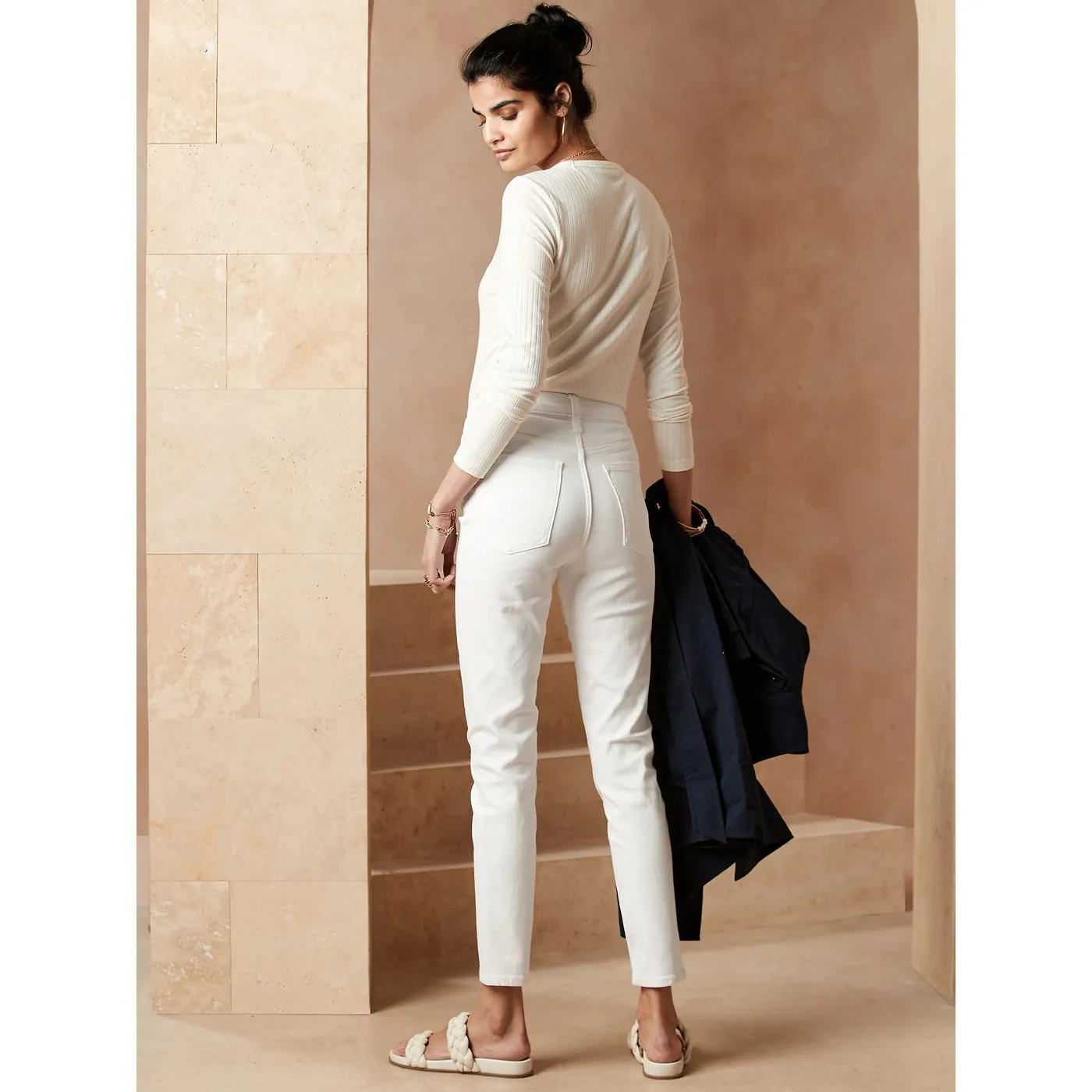 BR High Rise White Skinny Jeans