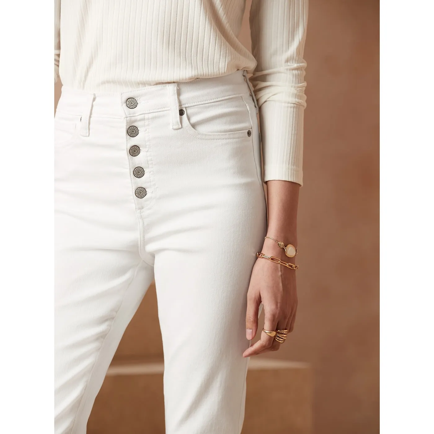 BR High Rise White Skinny Jeans