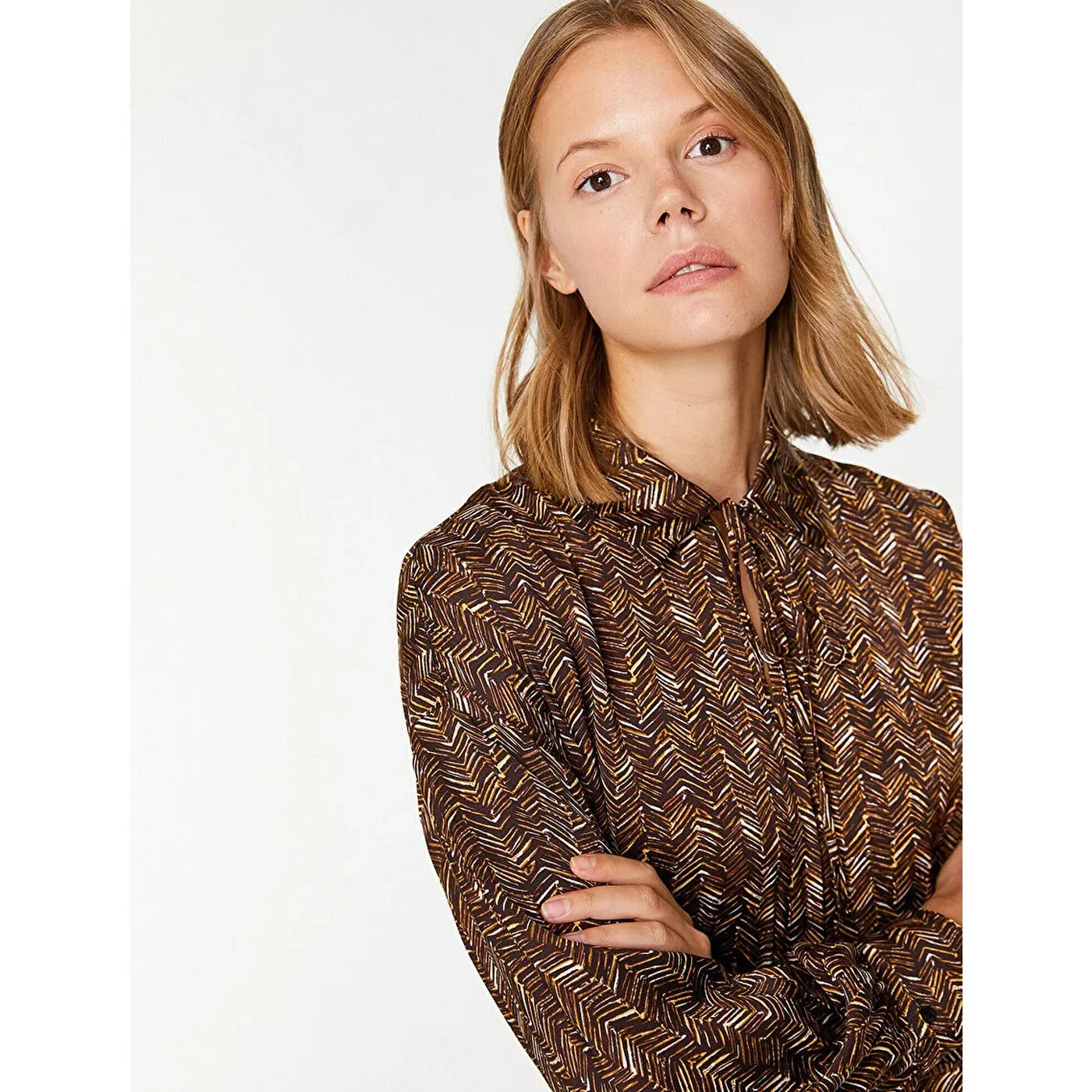 Brown Printed Blouse