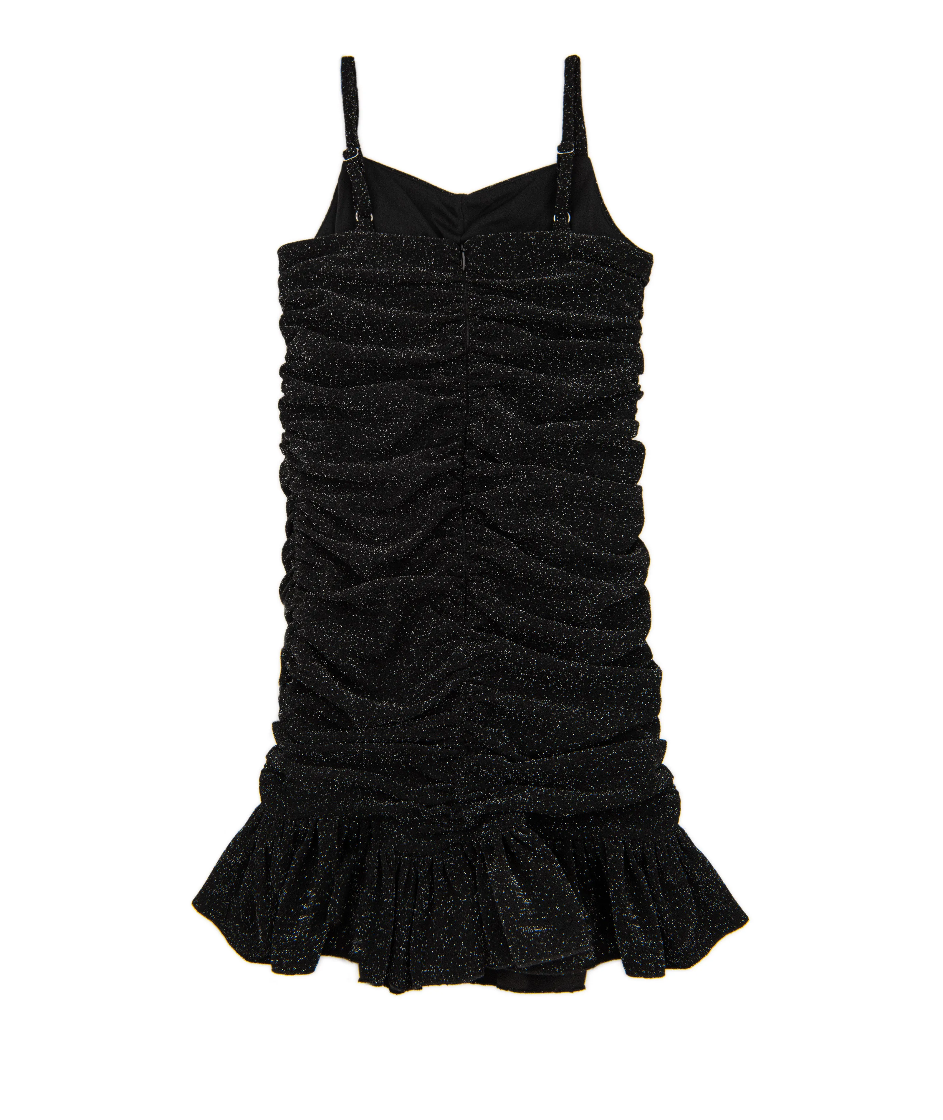 By Debra Girls Black Sparkle Ruched Ruffle Bodycon Dress