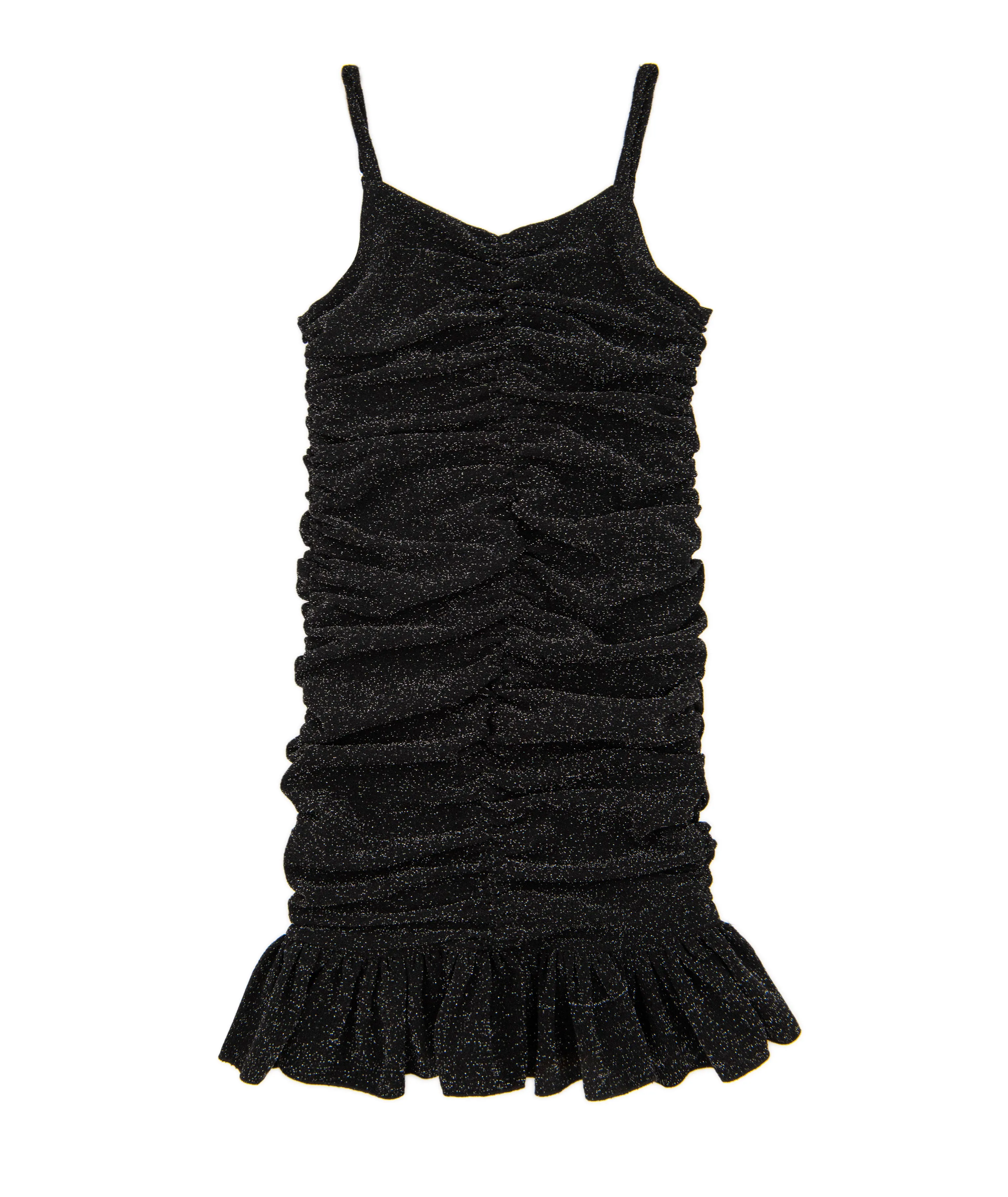 By Debra Girls Black Sparkle Ruched Ruffle Bodycon Dress