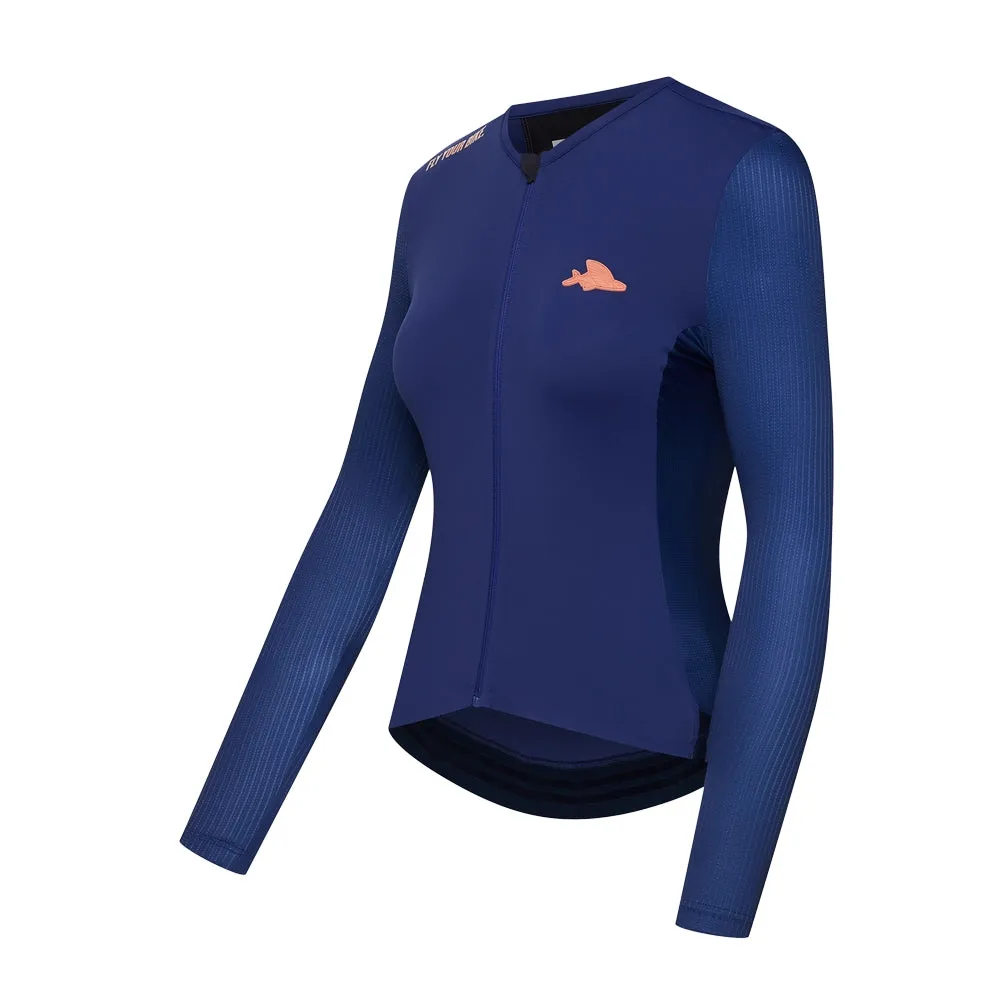 CAFE DU CYCLISTE Roxane LS Cycling Women Jersey - Navy