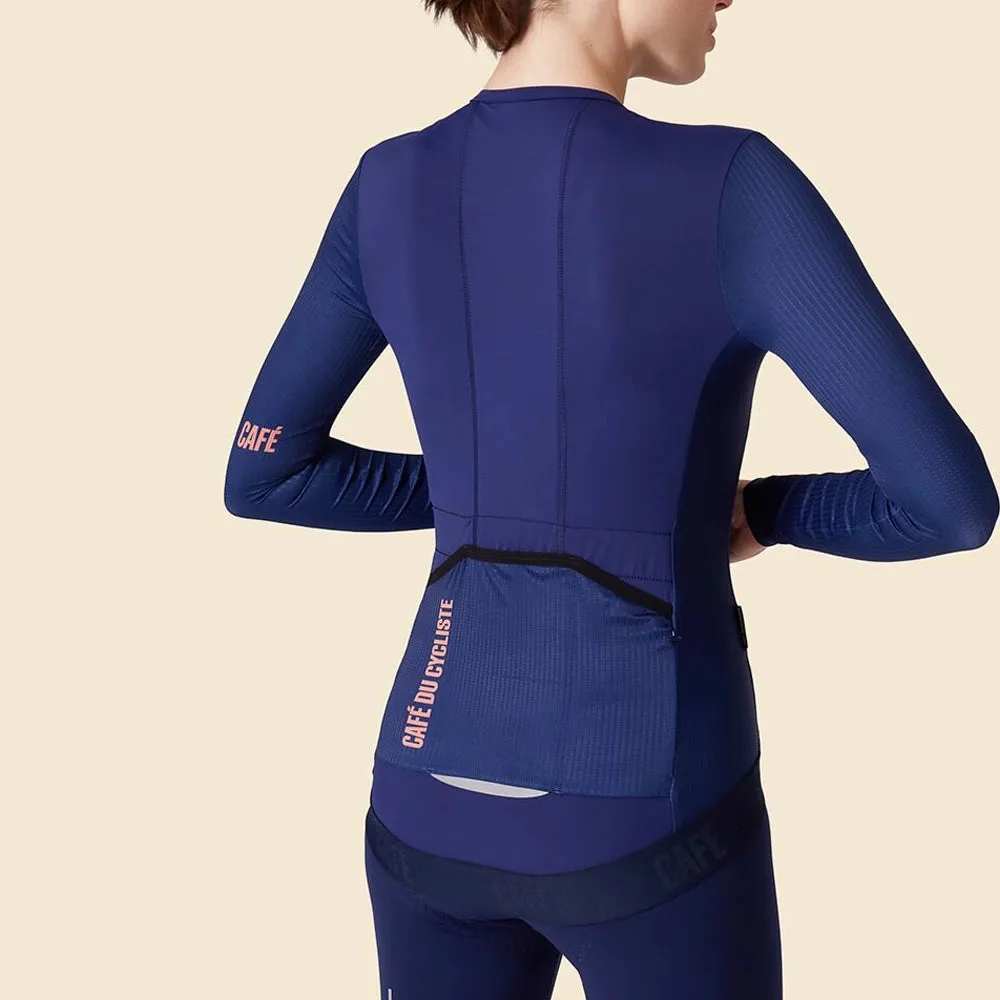 CAFE DU CYCLISTE Roxane LS Cycling Women Jersey - Navy