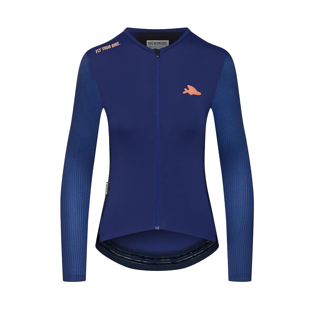 CAFE DU CYCLISTE Roxane LS Cycling Women Jersey - Navy