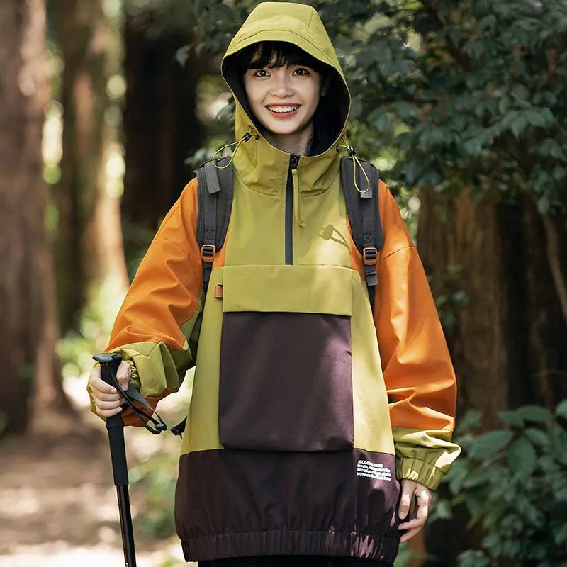 Camping Patchwork Windproof Anorak