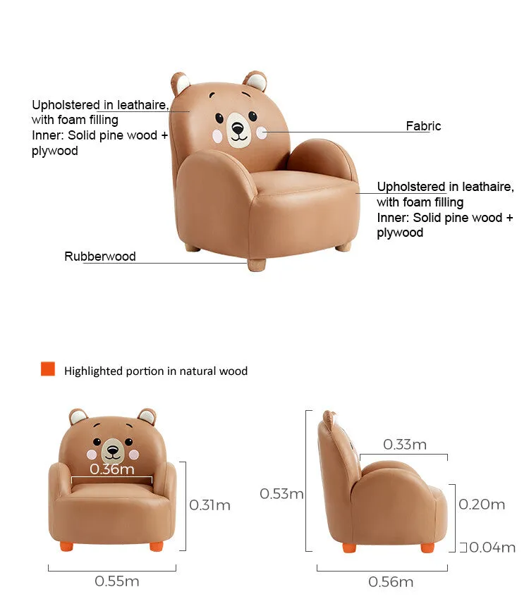 Cartoon Animal Friends Kids Sofa Arm Chair