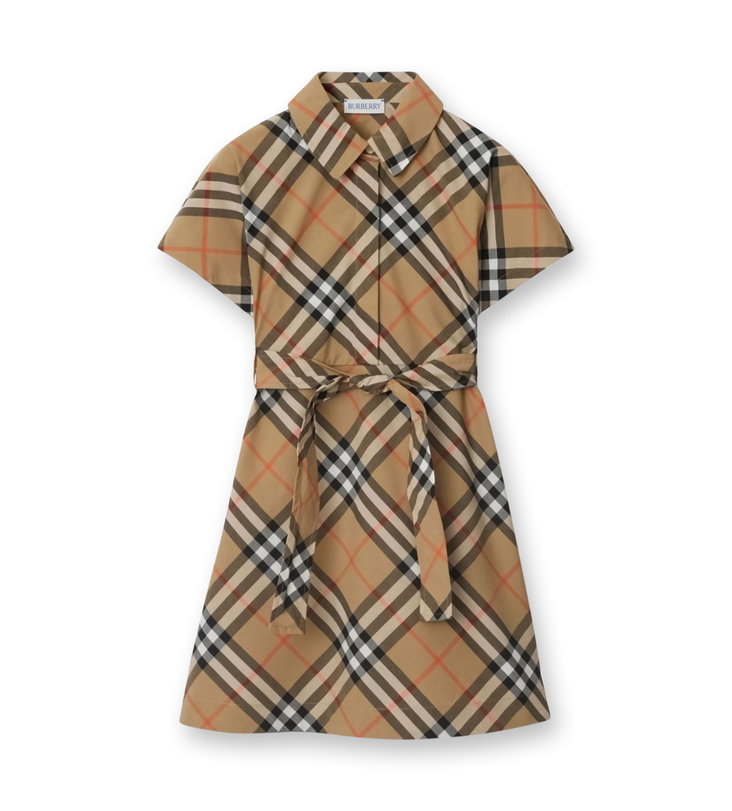 Check Cotton Shirt Dress Sand