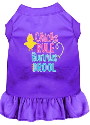 Chicks Rule Screen Print Dog Dress Purple Lg (14)