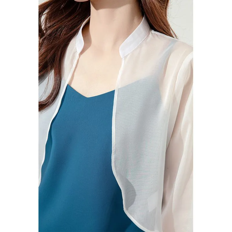 Chiffon French Style Band Collar UV-Protective Sheer Jacket