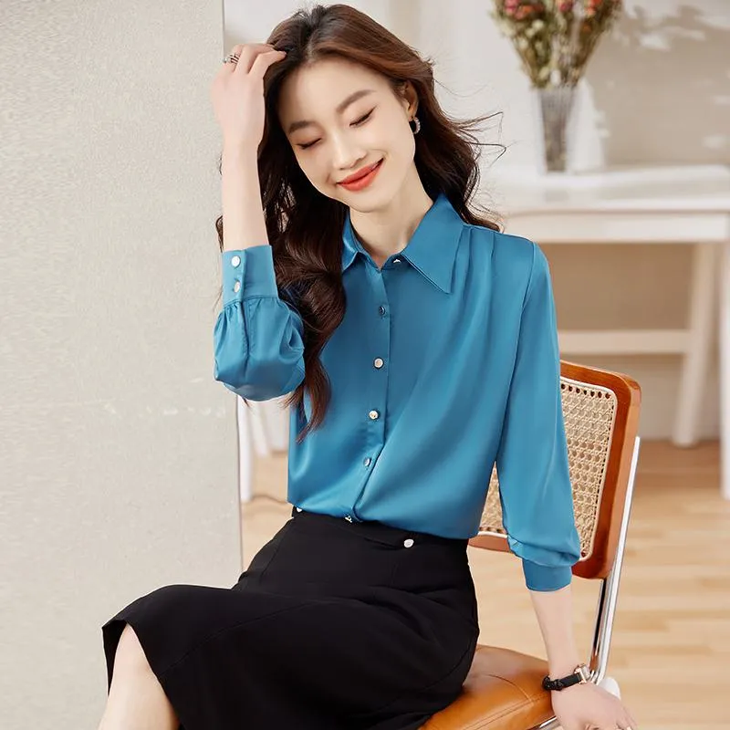 Chiffon Satin Finish Casual Wrinkle Resistant Shirt