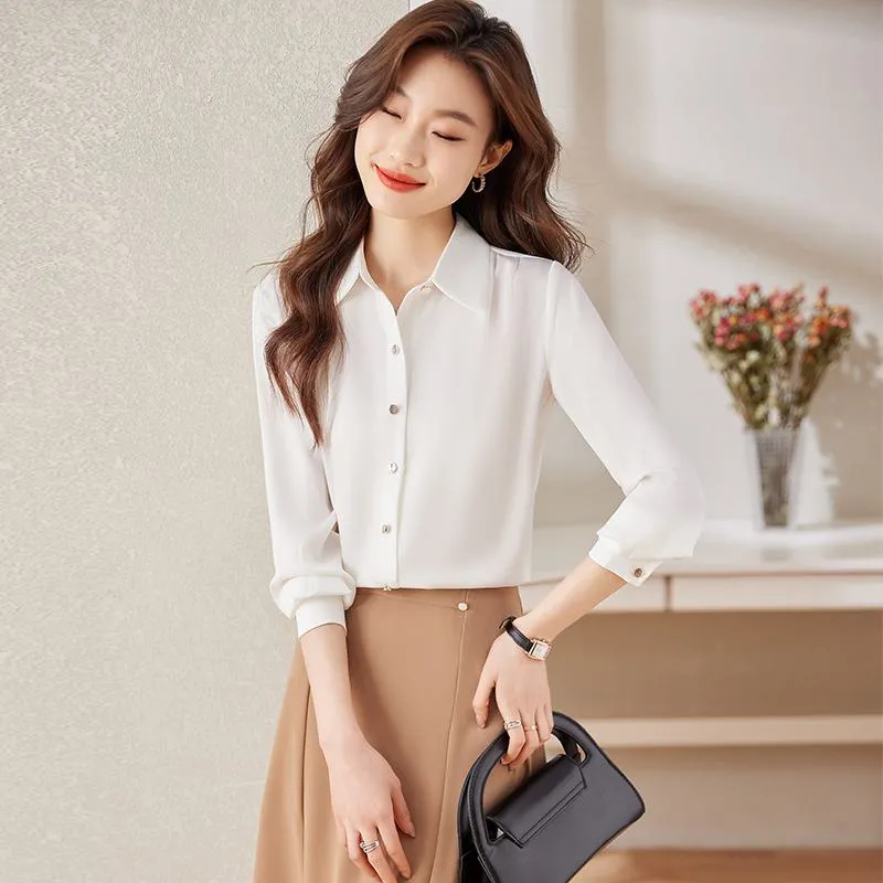 Chiffon Satin Finish Casual Wrinkle Resistant Shirt