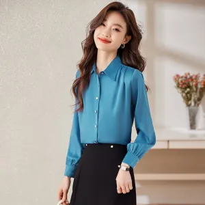 Chiffon Satin Finish Casual Wrinkle Resistant Shirt