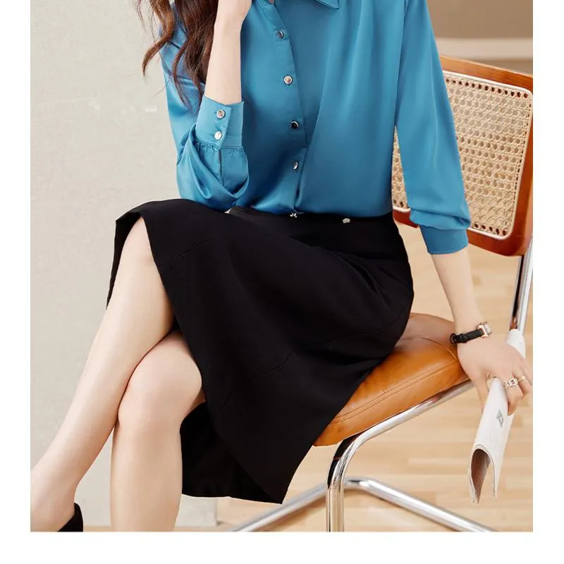 Chiffon Satin Finish Casual Wrinkle Resistant Shirt