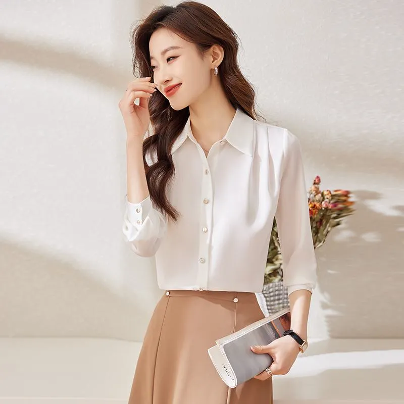 Chiffon Satin Finish Casual Wrinkle Resistant Shirt