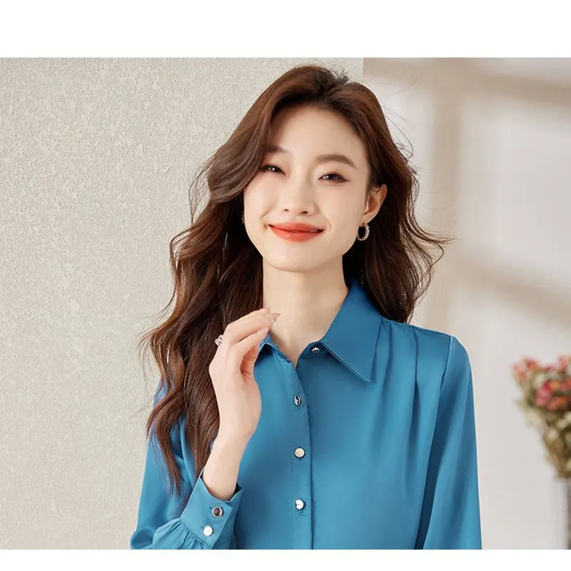 Chiffon Satin Finish Casual Wrinkle Resistant Shirt