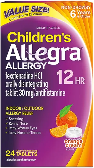 Children’s Allegra Allergy | 24 Tablets | Orange Cream