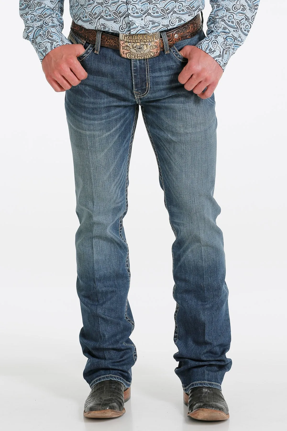 Cinch Mens Slim Fit Ian Dark StoneWash Jean - 34" Leg - MB57136001